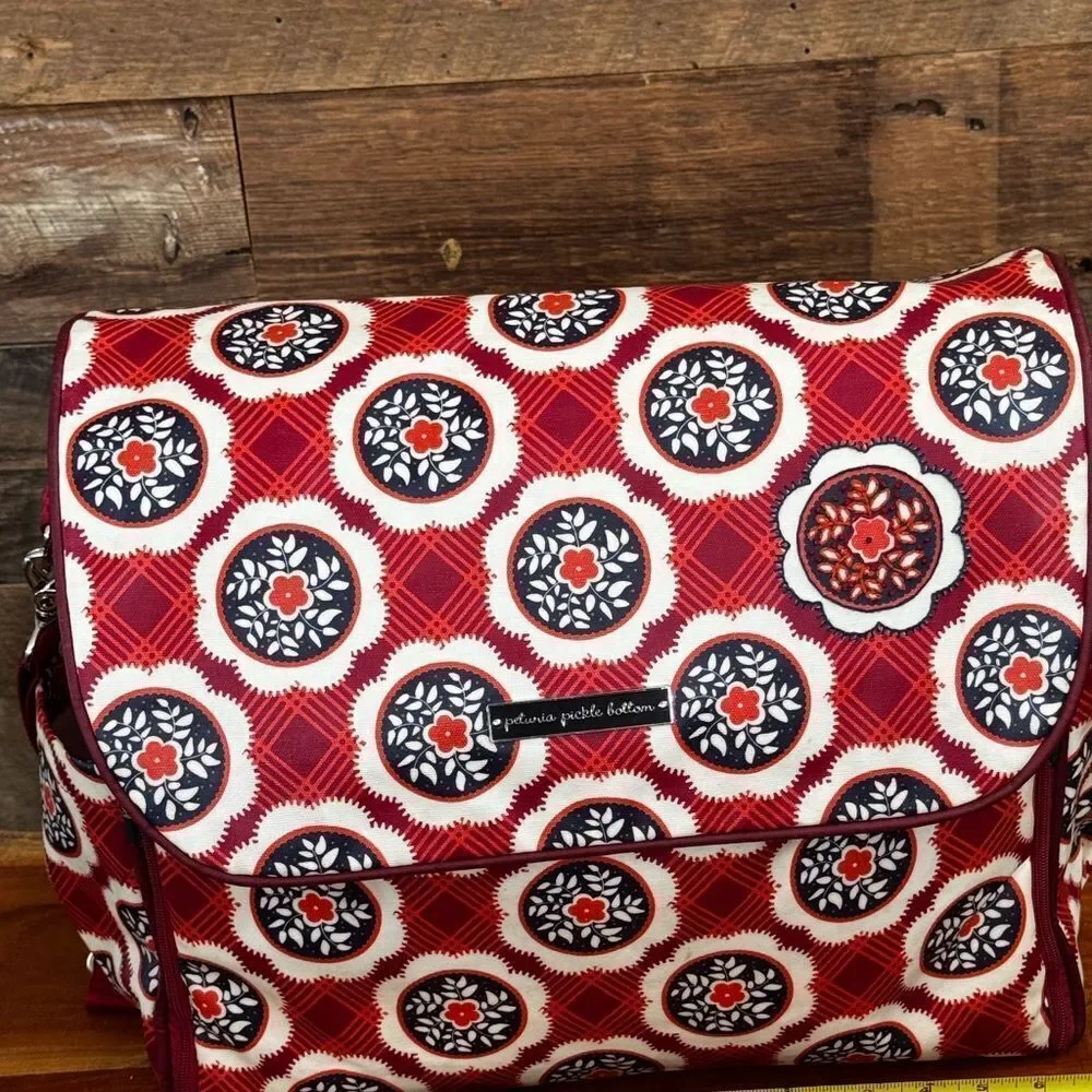 Petunia Pickle Bottom Boxy Backpack Diaper Bag - Vibrant Red Pattern